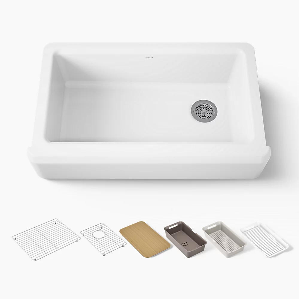 kohler Riverby®35-3/4" undermount single-bowl farmhouse workstation kitchen sink