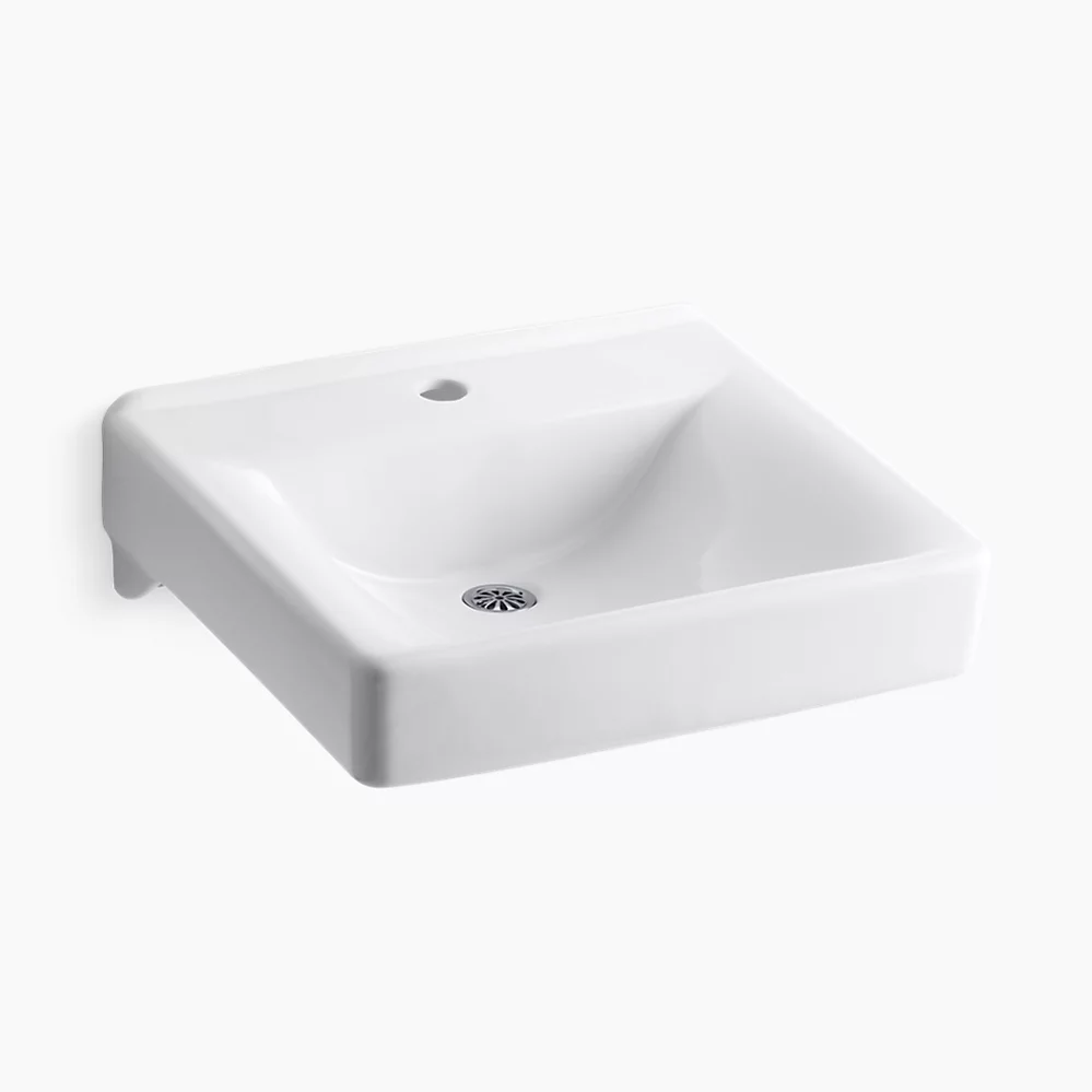 kohler Soho®20" x 18" wall-mount/concealed arm carrier bathroom sink with single faucet hole