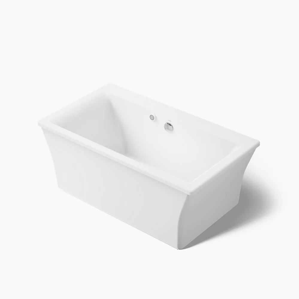kohler Stargaze®60" x 34" freestanding bath with Bask® heated surface and fluted shroud