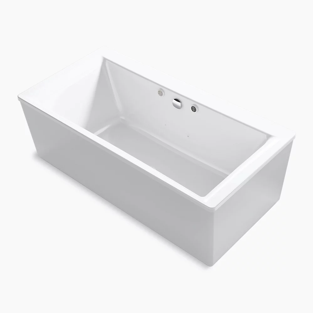 kohler Stargaze®72" x 36-1/4" freestanding Heated BubbleMassage™ air bath with Bask® heated surface and straight shroud