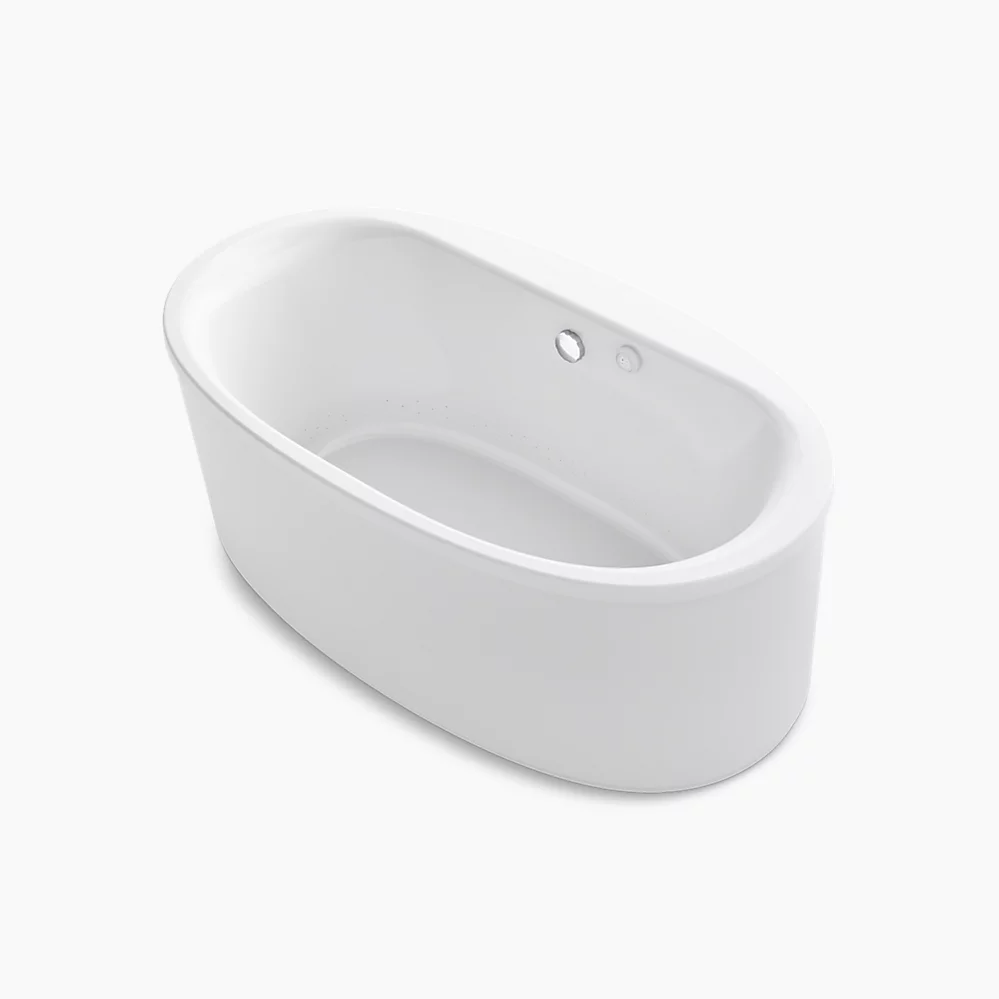 kohler Sunstruck®65-1/2" x 35-1/2" freestanding Heated BubbleMassage™ air bath with straight shroud