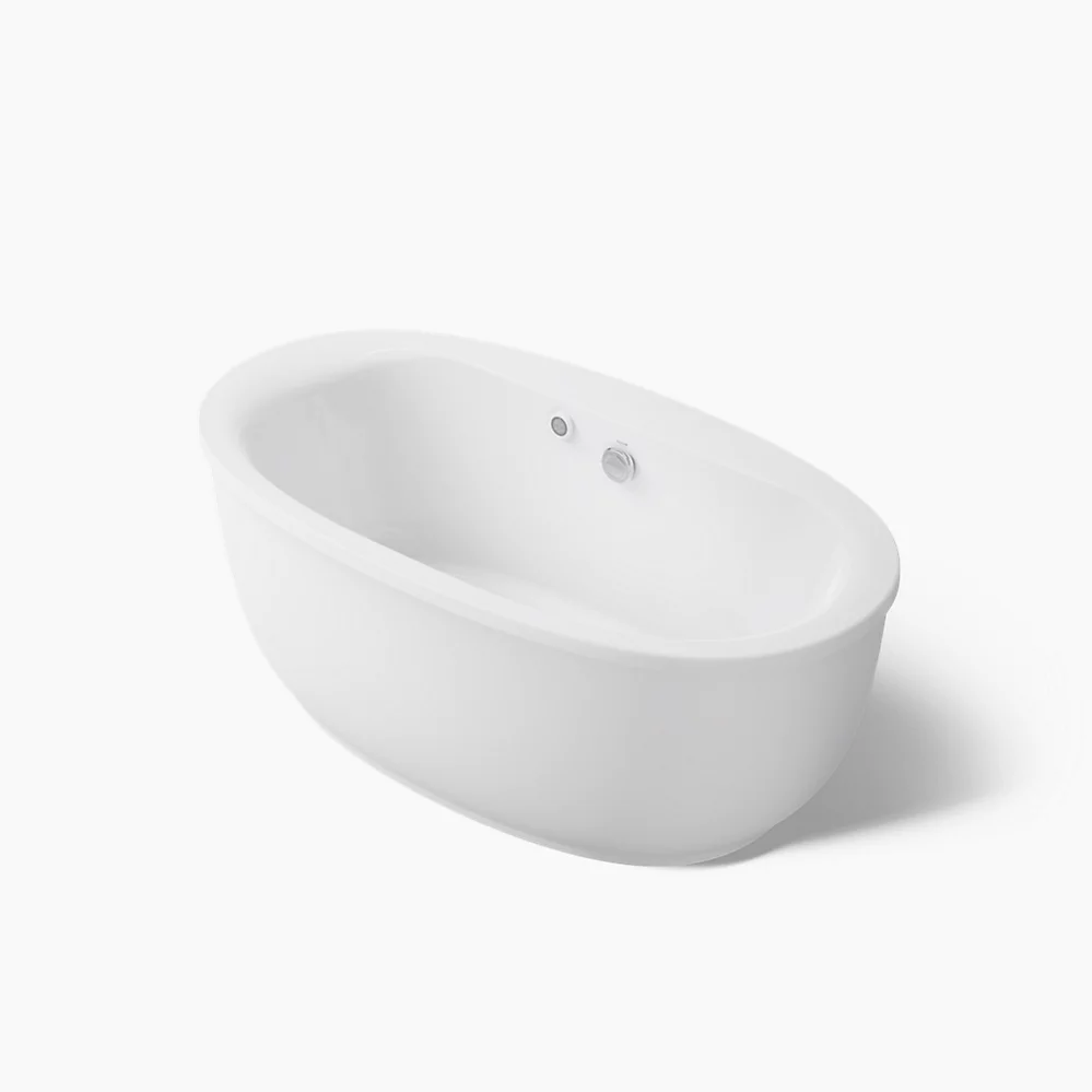 kohler Sunstruck®65-1/2" x 35-1/2" oval freestanding bath with Bask® heated surface and fluted shroud