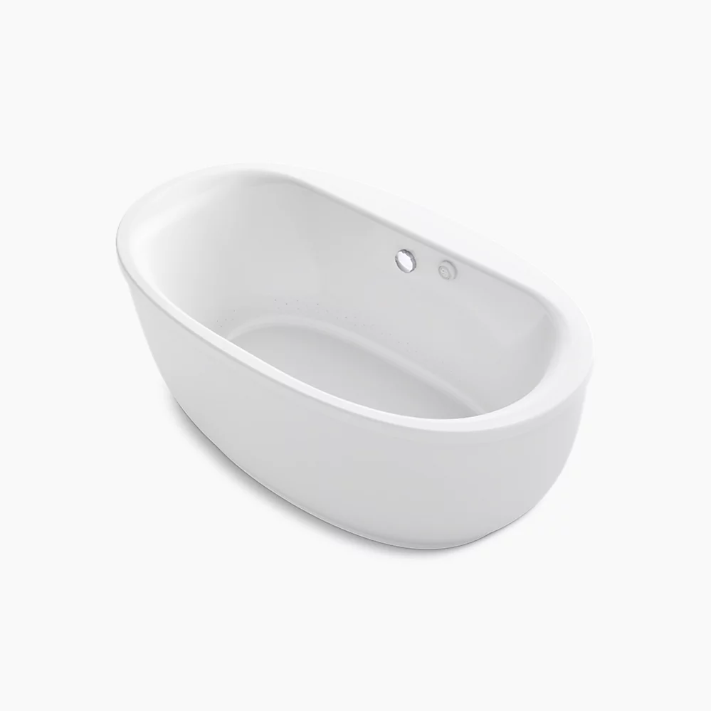 kohler Sunstruck®65-1/2" x 35-1/2" oval freestanding Heated BubbleMassage™ air bath with fluted shroud