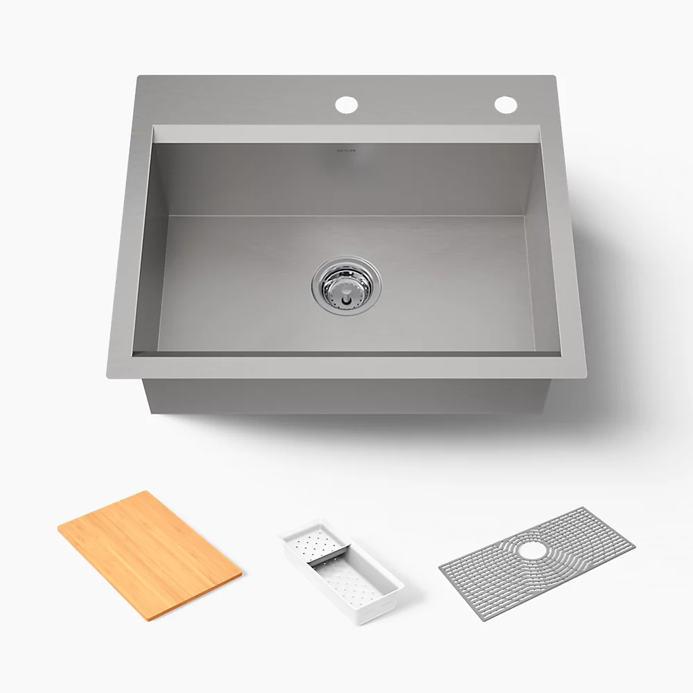 kohler Task™27" top-/undermount single-bowl workstation kitchen sink
