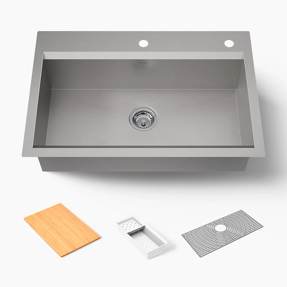 kohler Task™33" top-/undermount single-bowl workstation kitchen sink