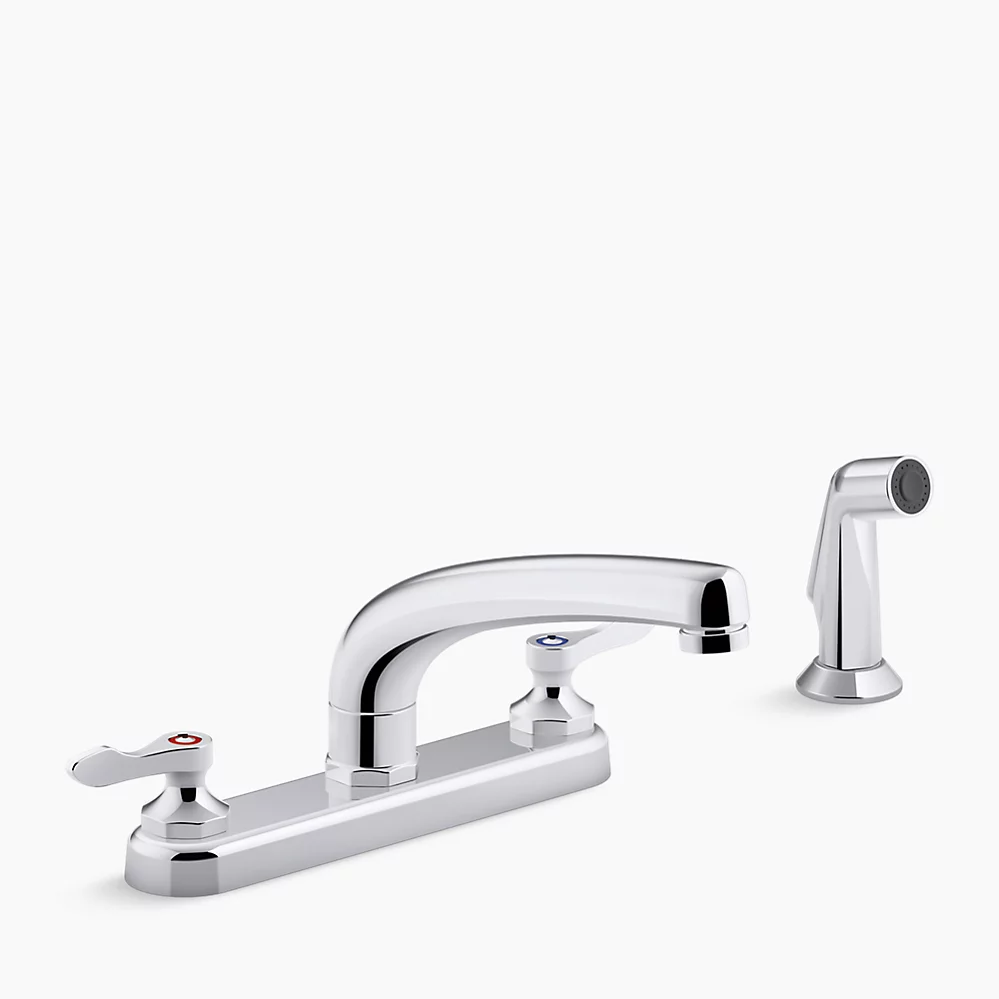 kohler Triton® Bowe®1.5 gpm kitchen sink faucet with 8-3/16" swing spout matching finish sidespray aerated flow and lever handles