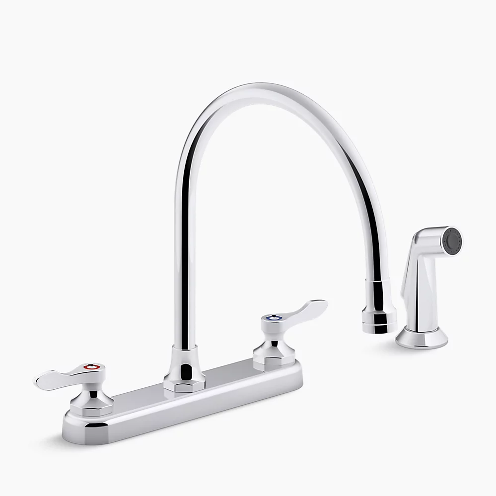 kohler Triton® Bowe®1.5 gpm kitchen sink faucet with 9-5/16" gooseneck spout matching finish sidespray aerated flow and lever handles