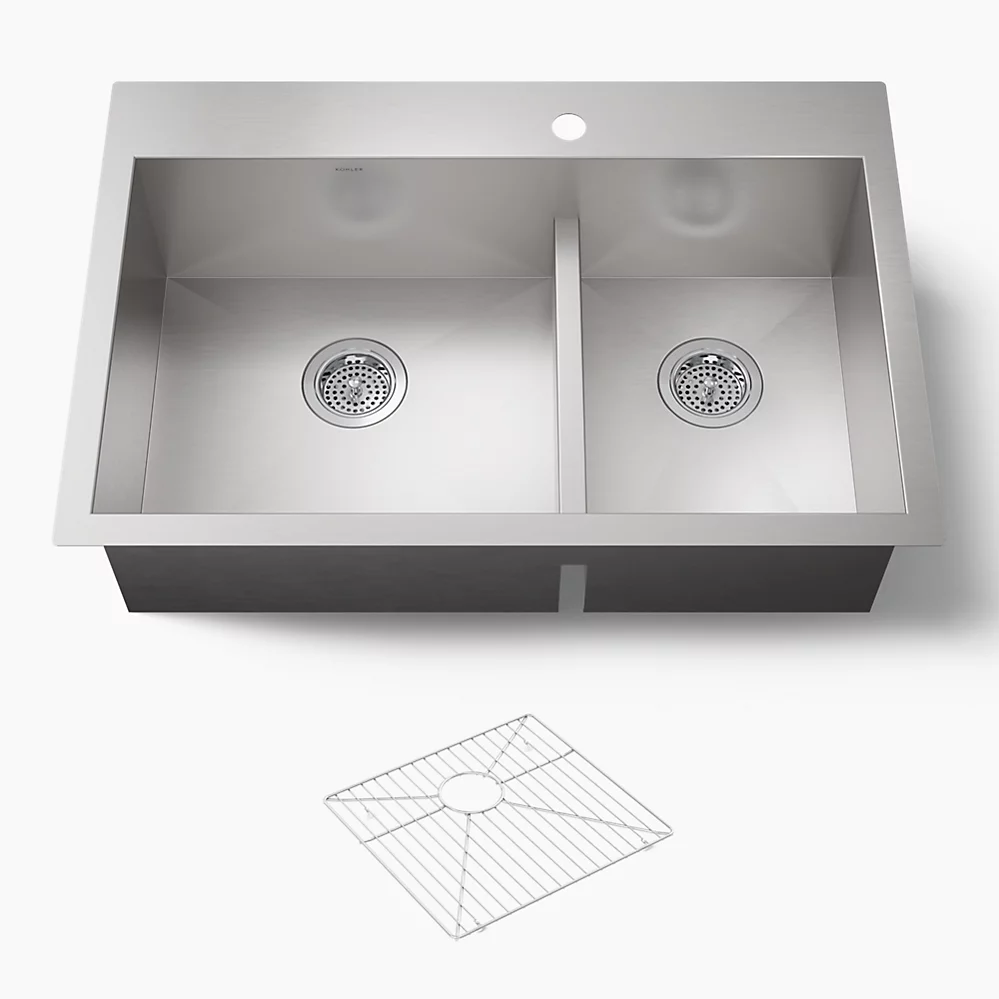 kohler Vault™Smart Divide® 33" top-/undermount double-bowl kitchen sink