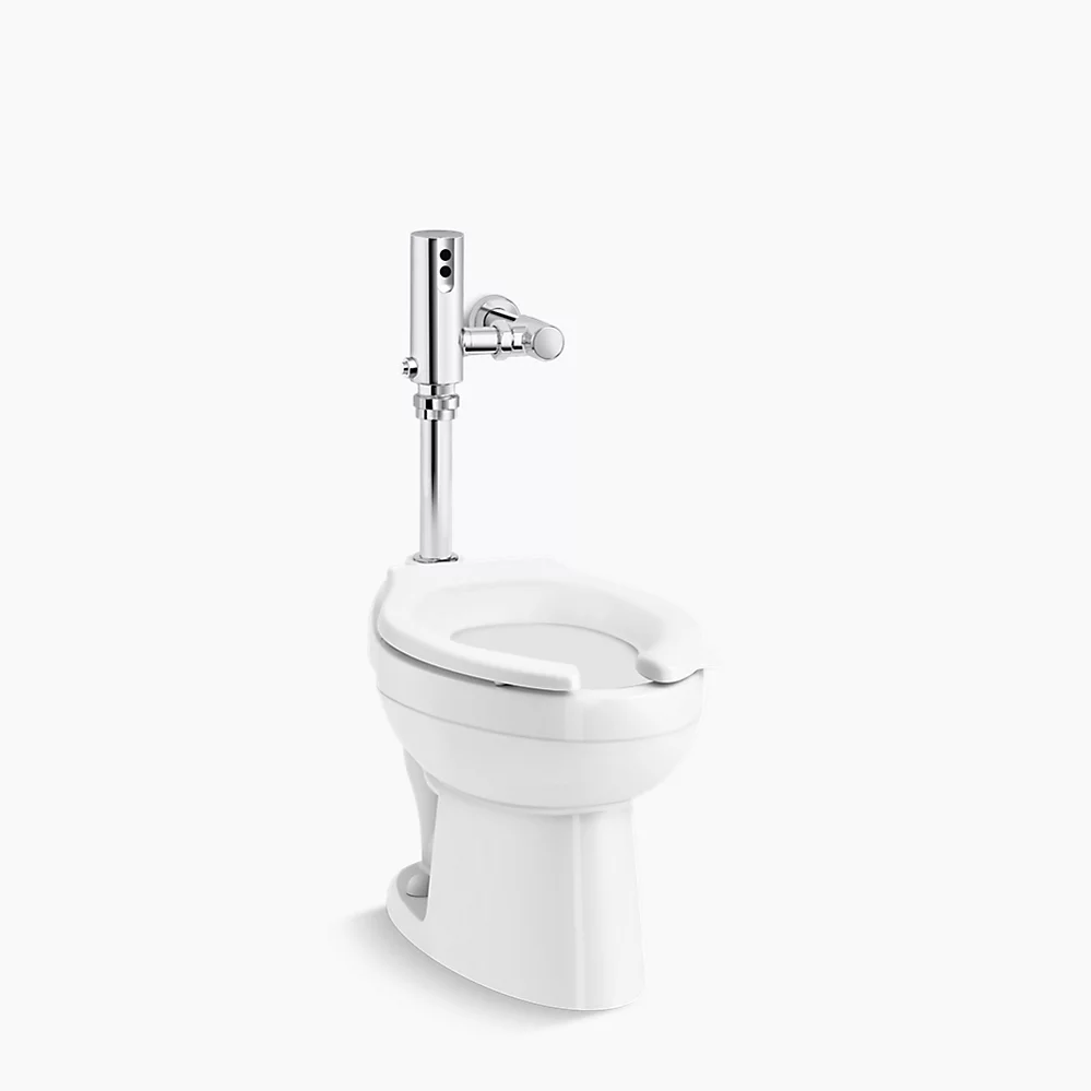 kohler Wellcomme™ UltraCommercial antimicrobial toilet with Mach® Tripoint® touchless DC 1.6 gpf flushometer