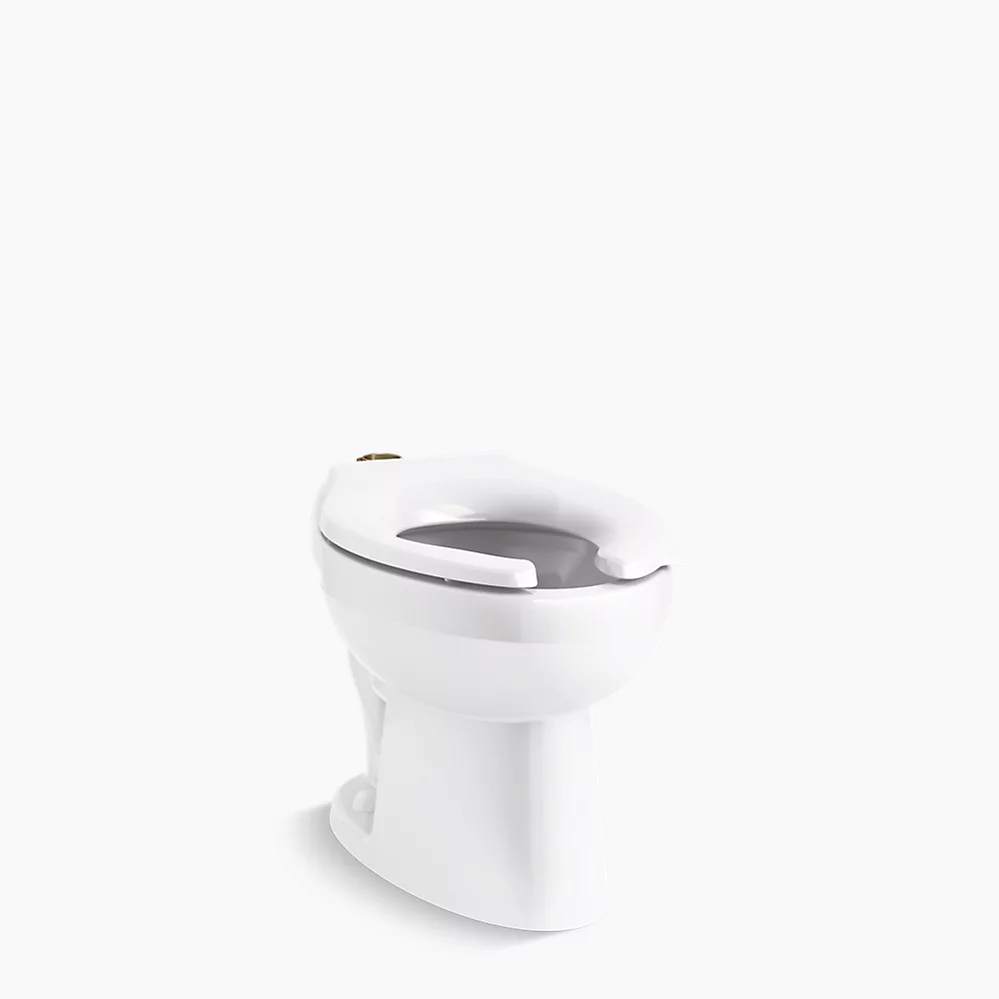 kohler Wellcomme™ UltraFloor-mount top spud antimicrobial flushometer bowl with bedpan lugs