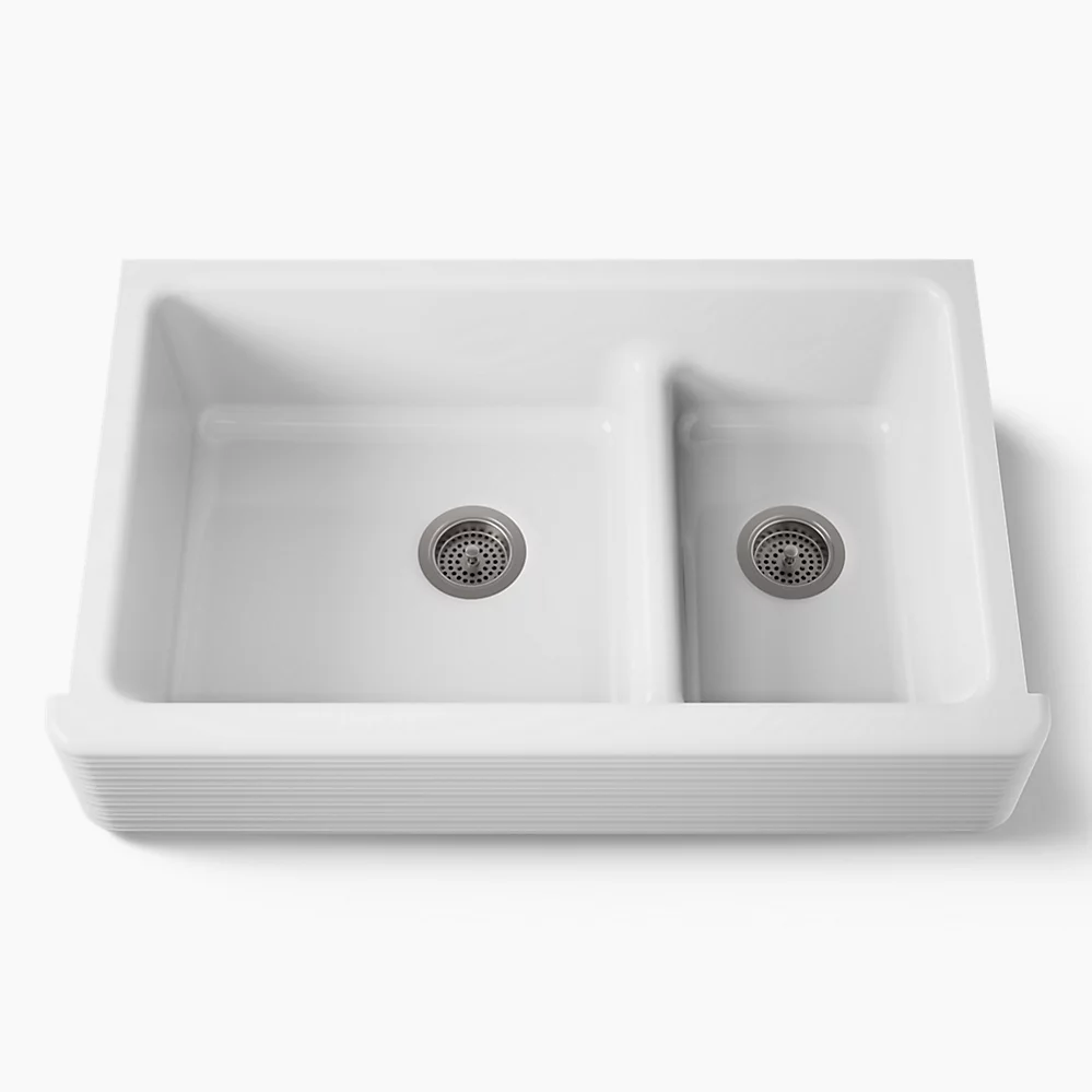 kohler Whitehaven® Hayridge®Smart Divide® 35-11/16" undermount double-bowl farmhouse kitchen sink