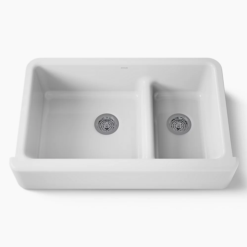 kohler Whitehaven®Smart Divide® 35-3/4" undermount double-bowl farmhouse kitchen sink