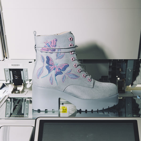 Koi Footwear Butterfly Dune Suede Platform Military Boots - Blue