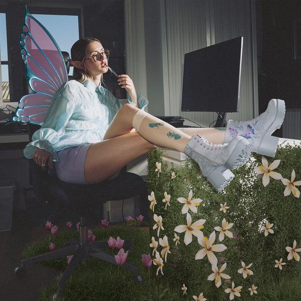 Koi Footwear Butterfly Dune Suede Platform Military Boots - Blue