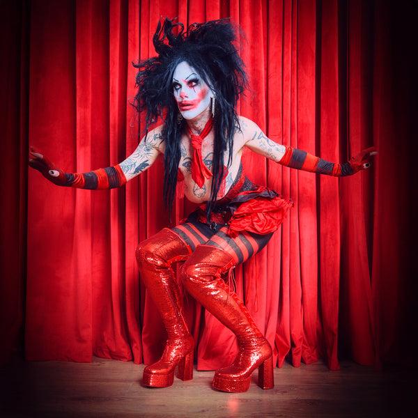 Koi Footwear Creature Of The Night Sequin Long Boots - Red