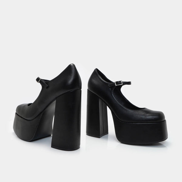 Koi Footwear Darkbloom Black Platform Heels
