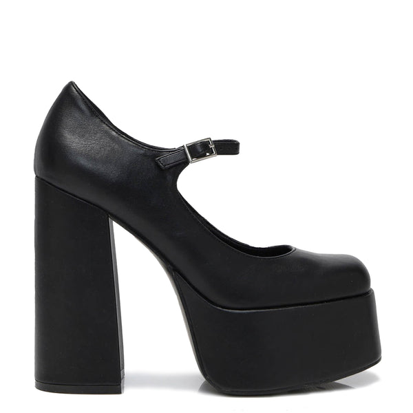 koi footwear Darkbloom Black Platform Heels