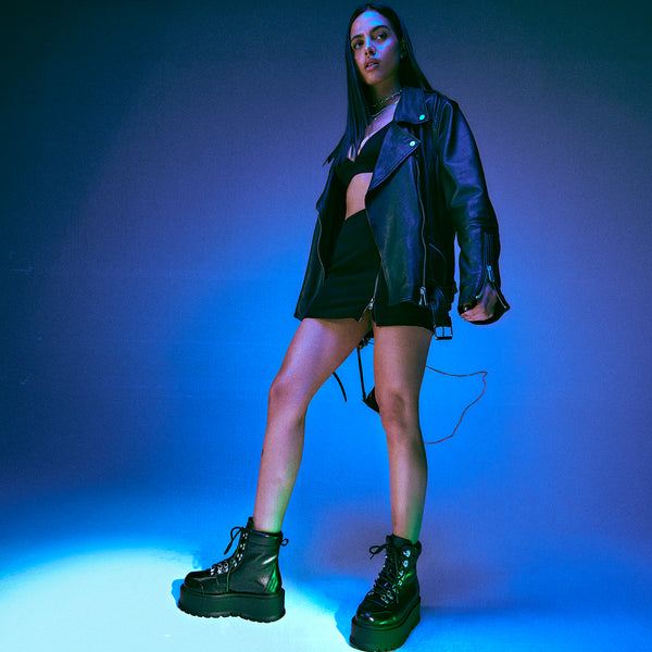 Koi Footwear HYDRA All Black Matrix Platform Boots