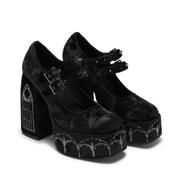 Koi Footwear Lady Menace Grunge Crushed Velvet Heels - Black