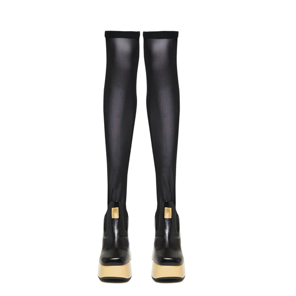 Koi Footwear Megurine Luka Platform Fishnet Boots - Black
