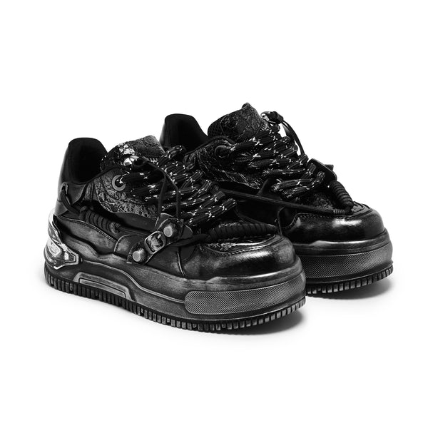 Koi Footwear Metamorphosis Distressed Platform Trainers - Charcoal