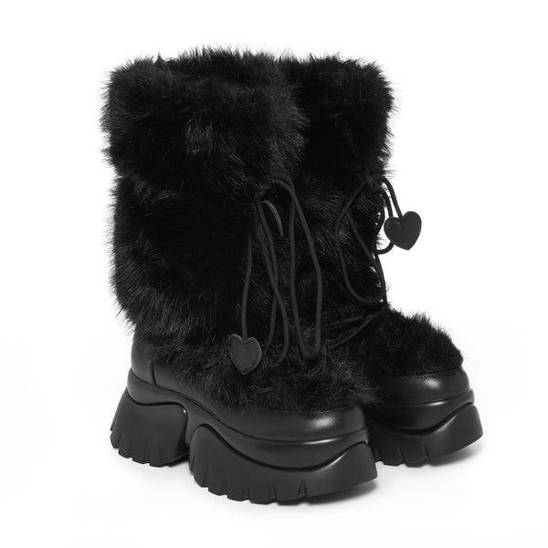 Koi Footwear Midnight Sasquatch Fluffy Snow Boots - Black