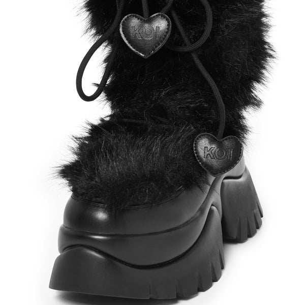 Koi Footwear Midnight Sasquatch Fluffy Snow Boots - Black