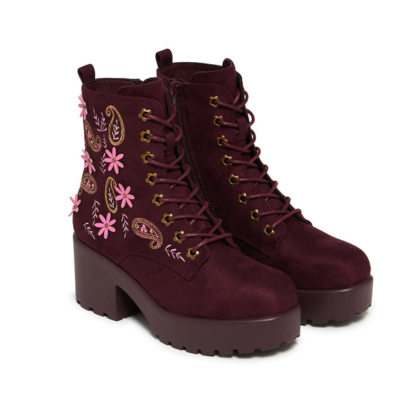 Koi Footwear Moonlit Ember Suede Lace Up Boots- Brown