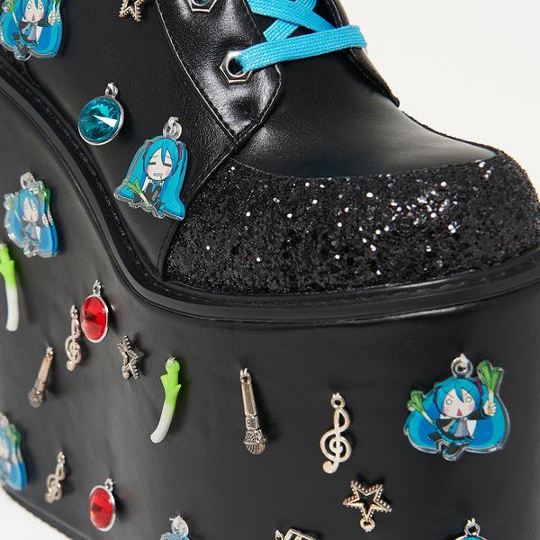 Koi Footwear Musical Leek Miku Mega Platform Charm Boots