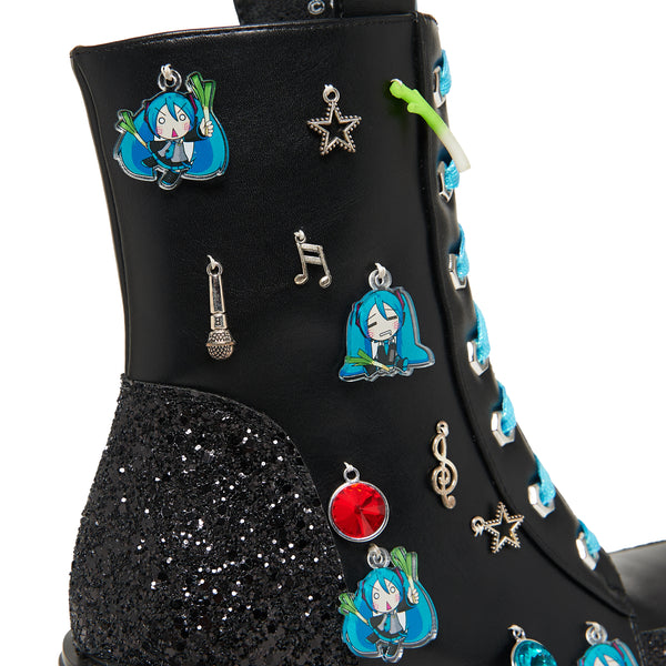 Koi Footwear Musical Leek Miku Mega Platform Charm Boots