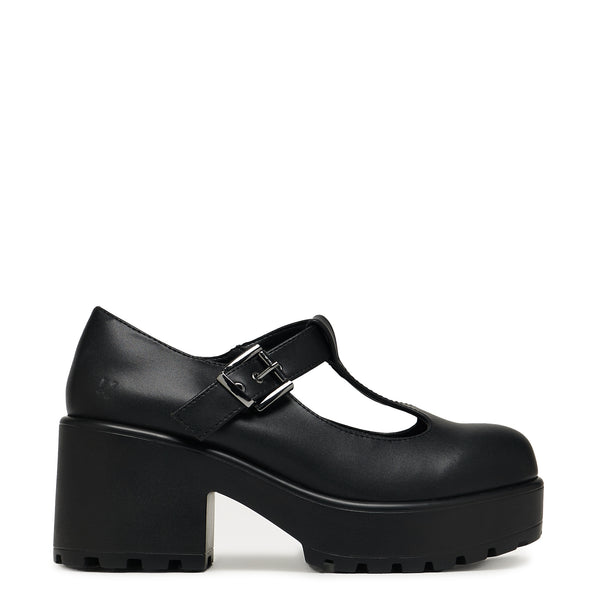 koi footwear SAI Black Mary Jane Shoes 'Faux Leather Edition'
