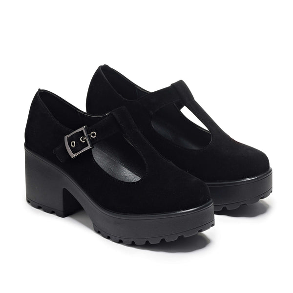 Koi Footwear Sai Black Mary Jane Shoes 'Suede Edition'