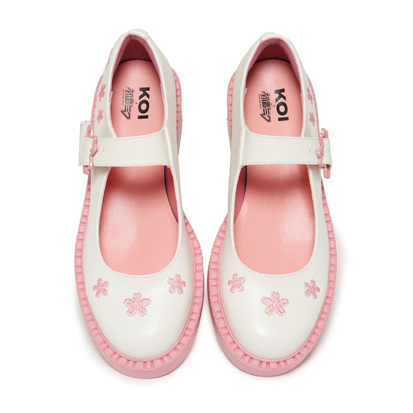 Koi Footwear Sakura Miku Cherry Blossom Mary Janes - White
