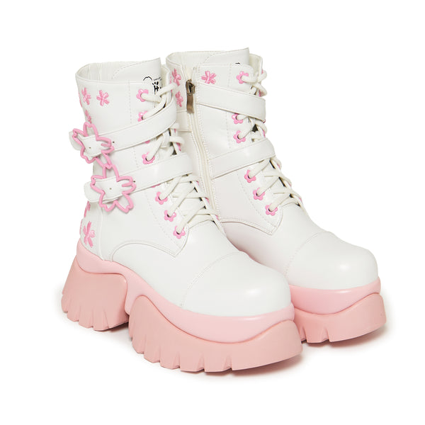 Koi Footwear Sakura Miku Cherry Blossom ‘Monster’ Boots - White