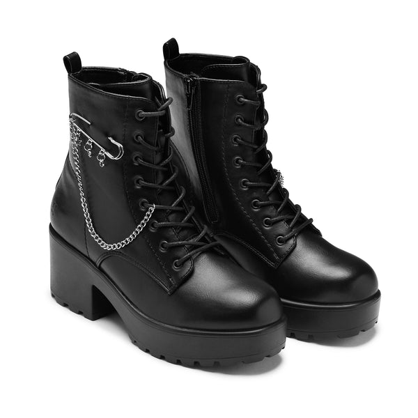 Koi Footwear Salvius Safety Pin Military Lace Up Boots - Black