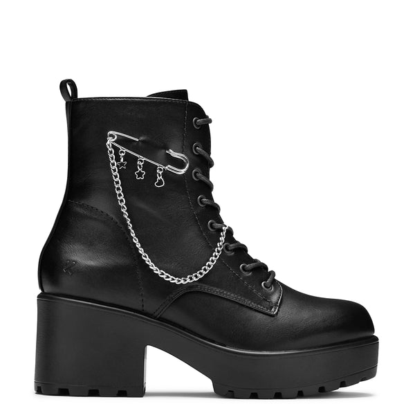 koi footwear Salvius Safety Pin Military Lace Up Boots - Black