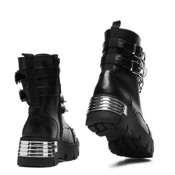 Koi Footwear Shackled Shadows Heavy Duty Chain Biker Boots - Black