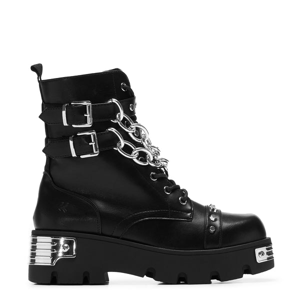 koi footwear Shackled Shadows Heavy Duty Chain Biker Boots - Black