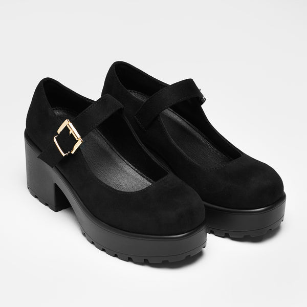 Koi Footwear TIRA Black Mary Jane Shoes 'Suede Edition'
