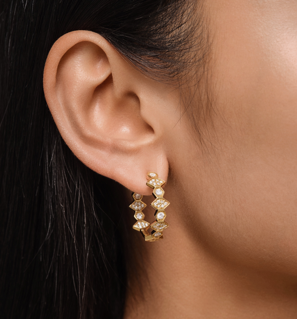 Kolours Jewelry Fortis Large Mixed Hexagon Hoop