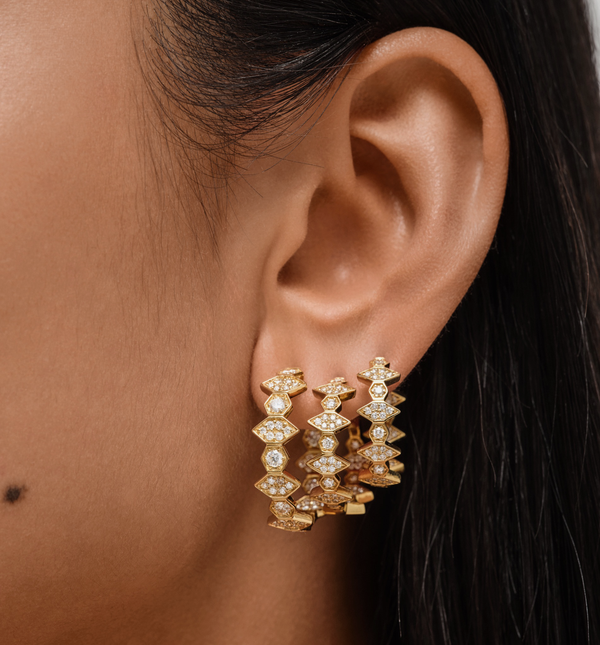 Kolours Jewelry Fortis Large Mixed Hexagon Hoop