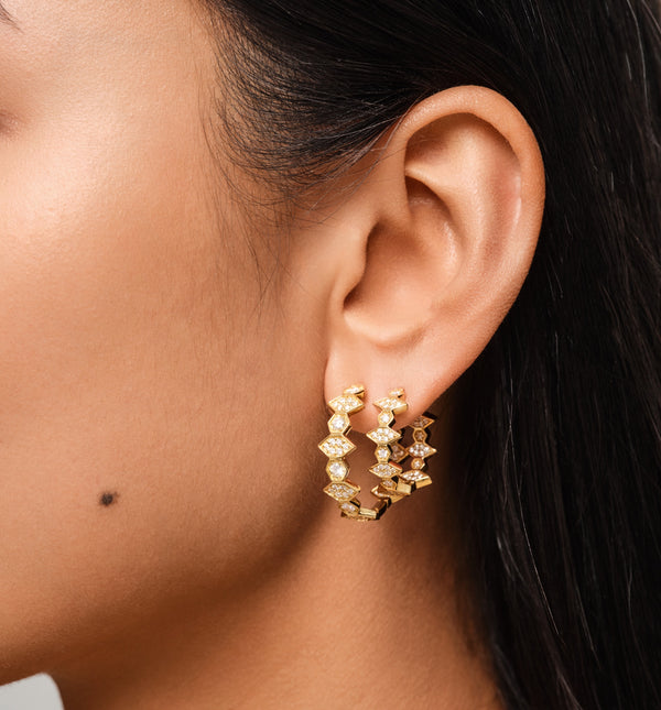 Kolours Jewelry Fortis Medium Mixed Hexagon Hoop