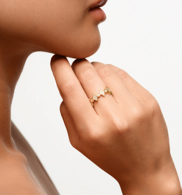 Kolours Jewelry Fortis Medium Mixed Hexagon Ring