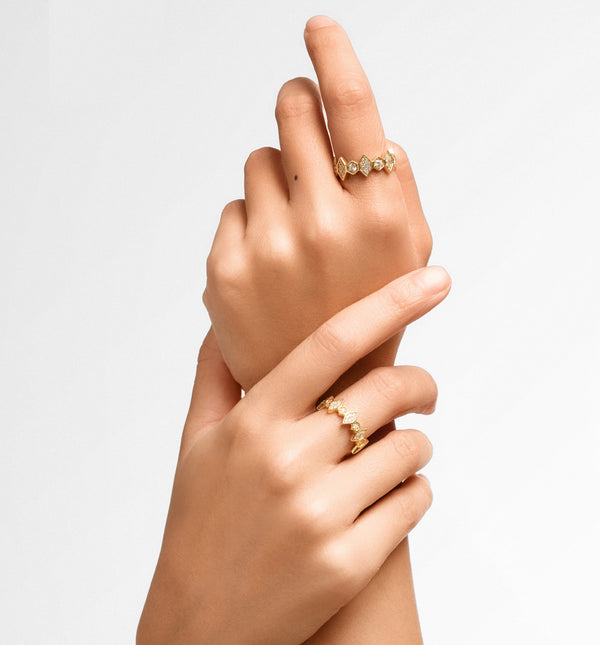 Kolours Jewelry Fortis Medium Mixed Hexagon Ring