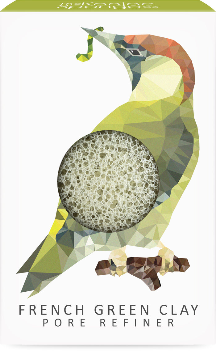 konjac sponge Konjac Mini Pore Refiner Woodland Woodpecker with French Green Clay