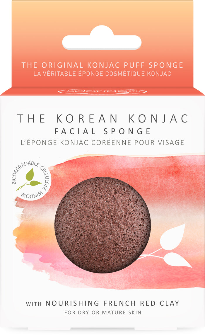 konjac sponge Konjac Premium Facial Puff Sponge With French Red Clay