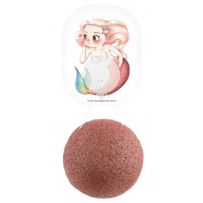 Konjac Sponge Mythical Mermaid Konjac Face Sponge & Hook French Red Clay