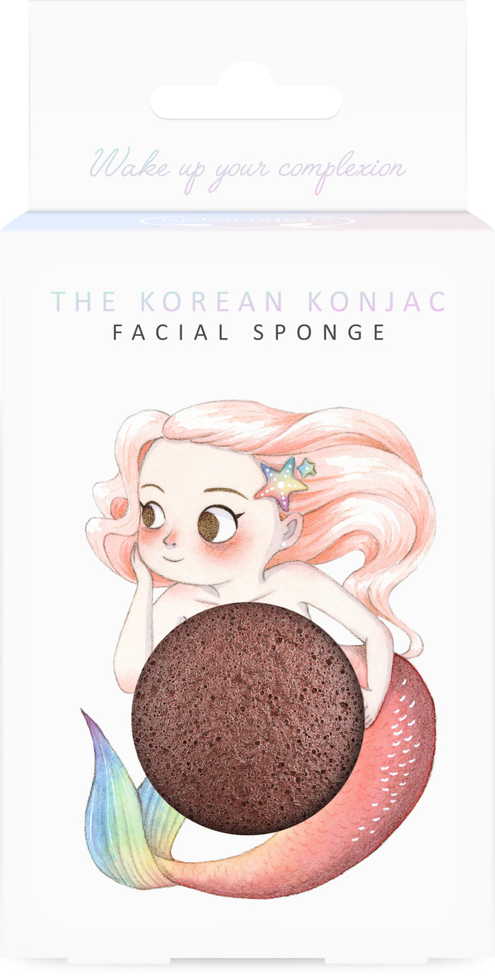 konjac sponge Mythical Mermaid Konjac Face Sponge & Hook French Red Clay
