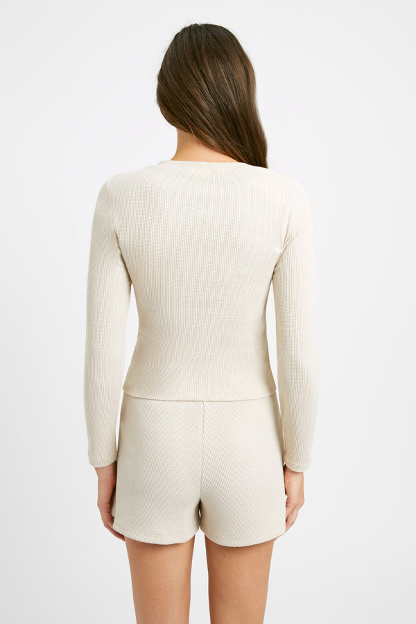 Kookai Abbey Slim Long Sleeve Top Beige