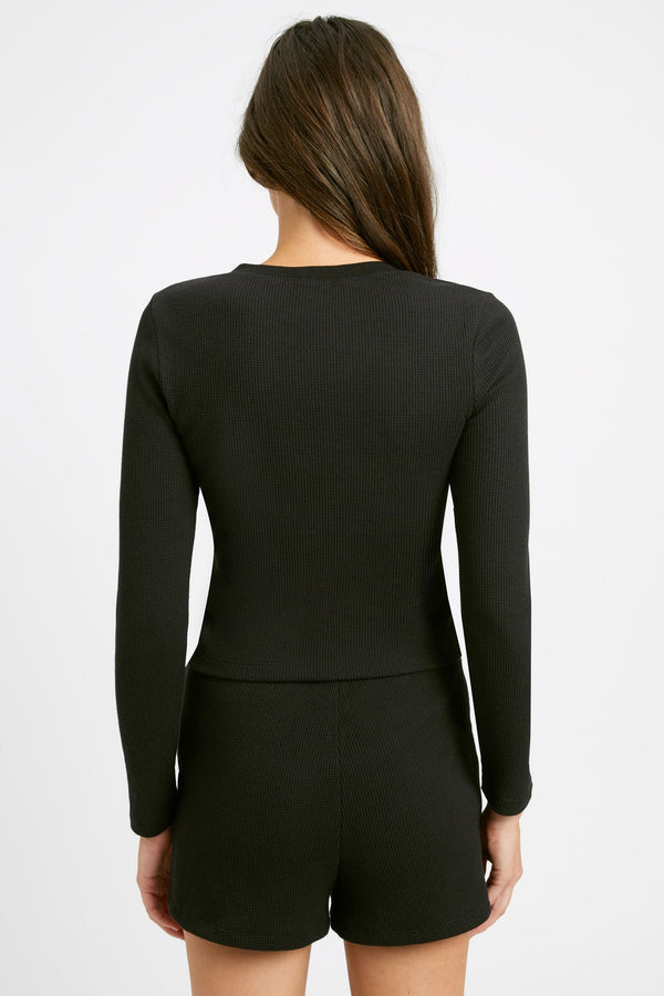 Kookai Abbey Slim Long Sleeve Top Black